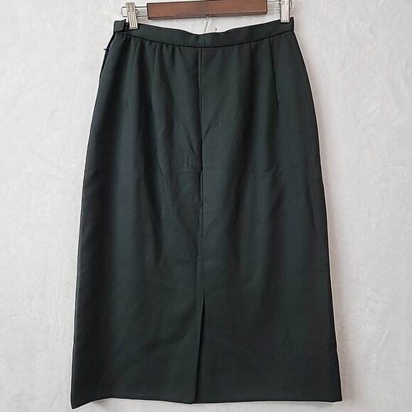 VTG Adele Simpson Ribbed Black Pencil Skirt Size 10 Side Zip Lined 100% Cotton - Picture 4 of 15